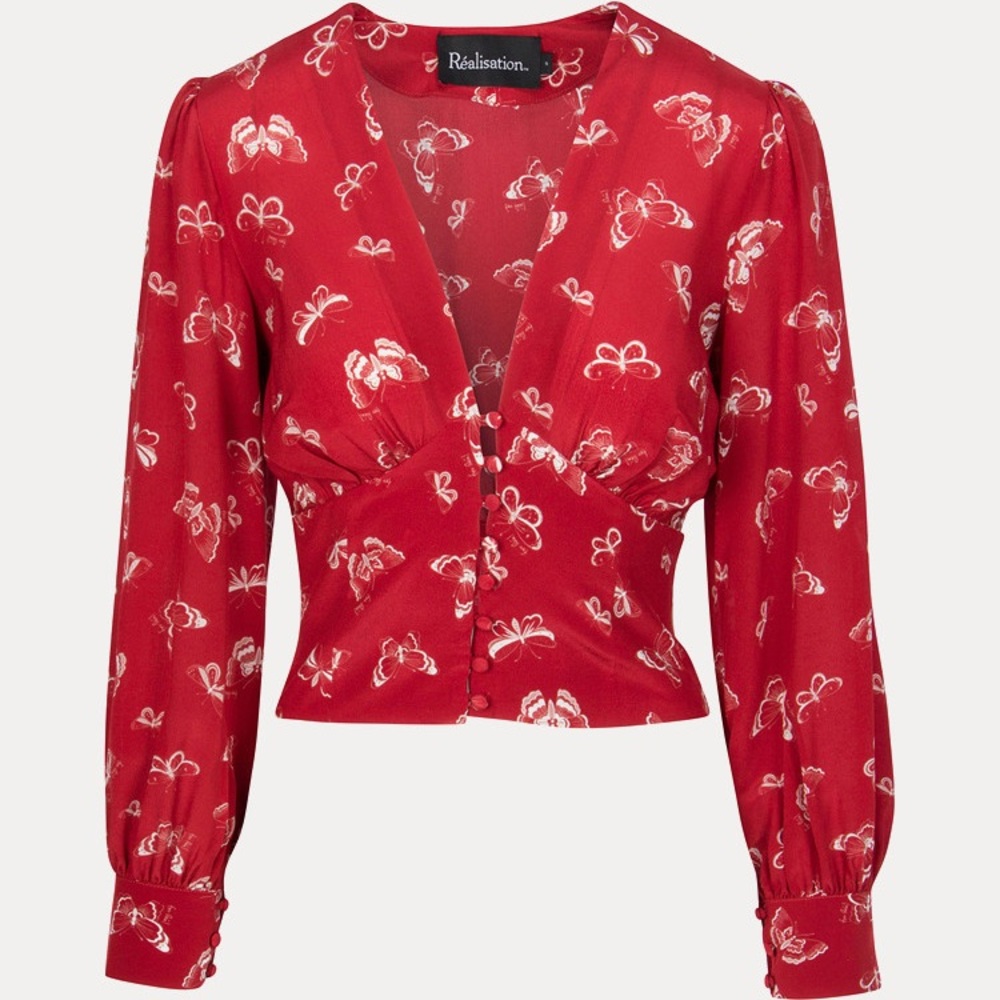 NWT Realisation Par Kaia Top Red Butterfly